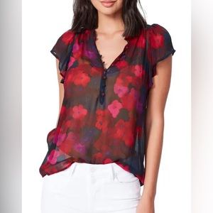 Paige flutter sleeve top 100% Silk Size XS